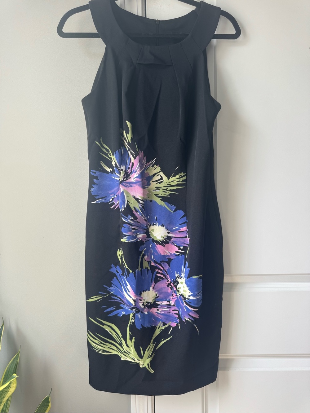 Connected Apparel Dress Women's 8 Black Bold Colorful Flower Print Sleeveless